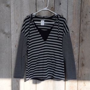 Nursing Gray Black Stripe Hoodie M